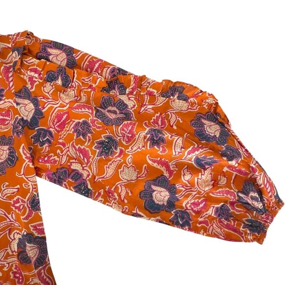 Cleobella Talia Organic Cotton Floral Button Up Top Orange Size S Boho Peasant - Picture 6 of 9